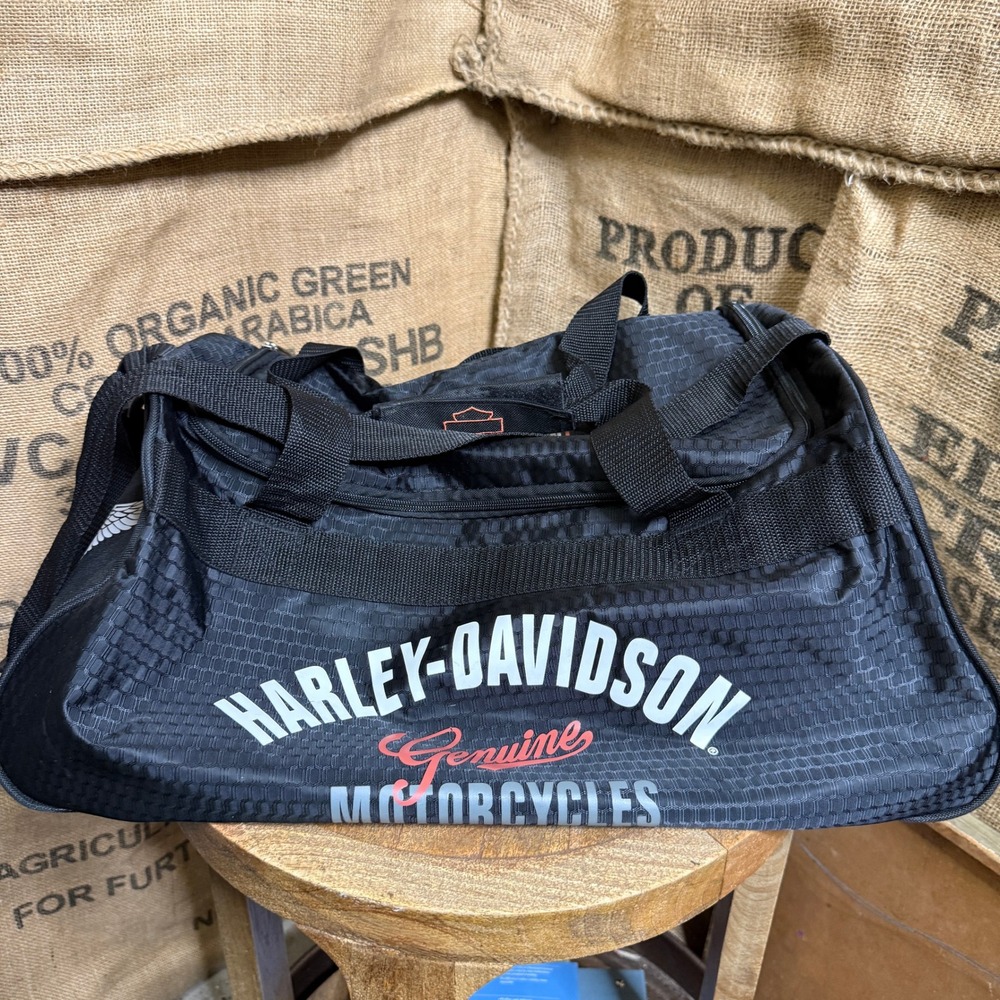 Harley Davidson Duffle Bag Unisex Large Black Excellent Crossbody Gym Travel Bag